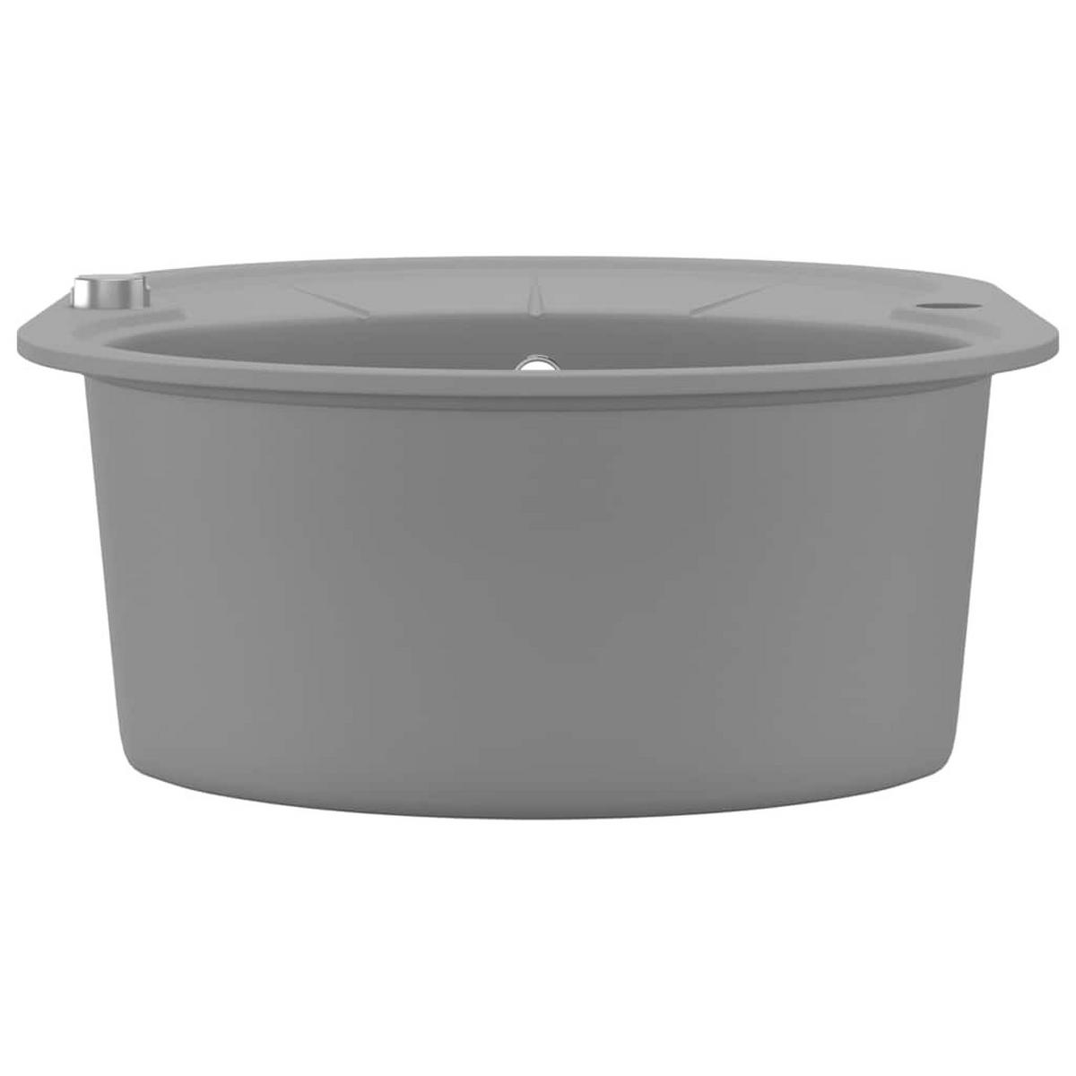 SPÜLE Granit Einzelbecken Oval Grau - Grau, Stein (49/20.5/77cm) - vidaXL