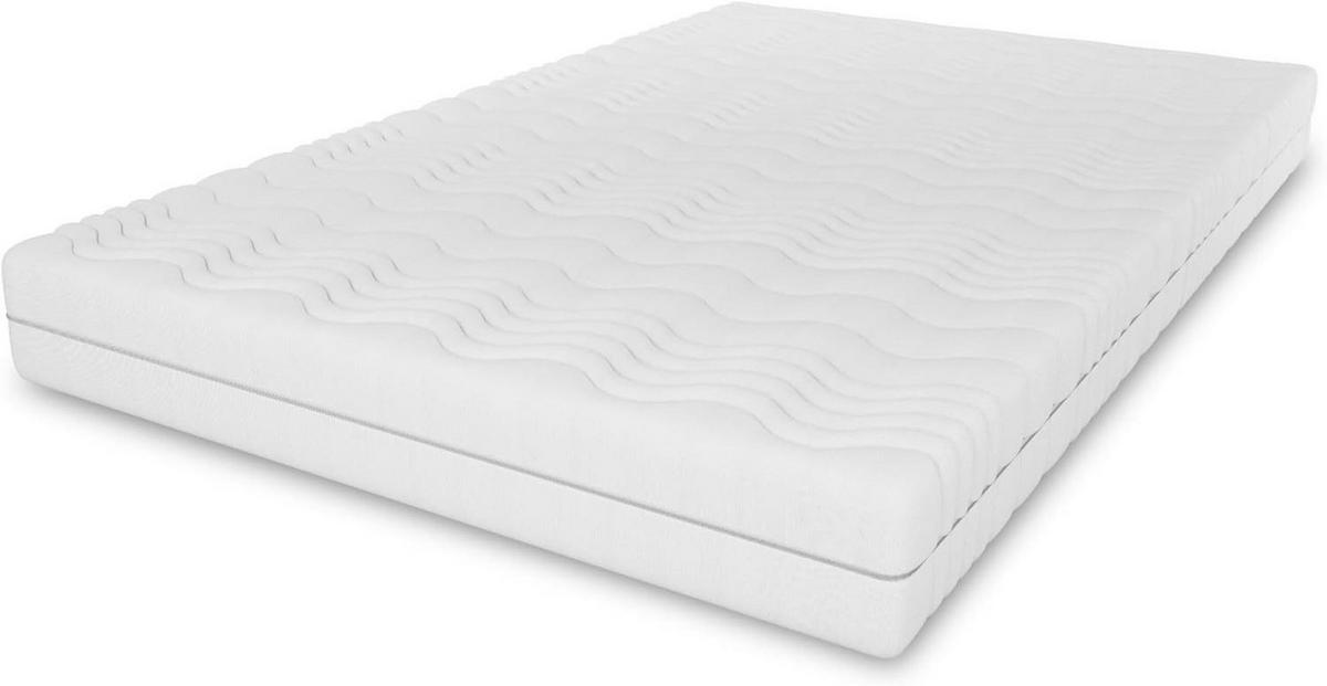 TASCHENFEDERKERNMATRATZE Premium-Kokos 200x200x21 cm, 7 Zonen, Härtegrad H3/H4, Farbe: Weiß, inkl. Bezug - Weiß, Textil (200/200cm) - Marpur