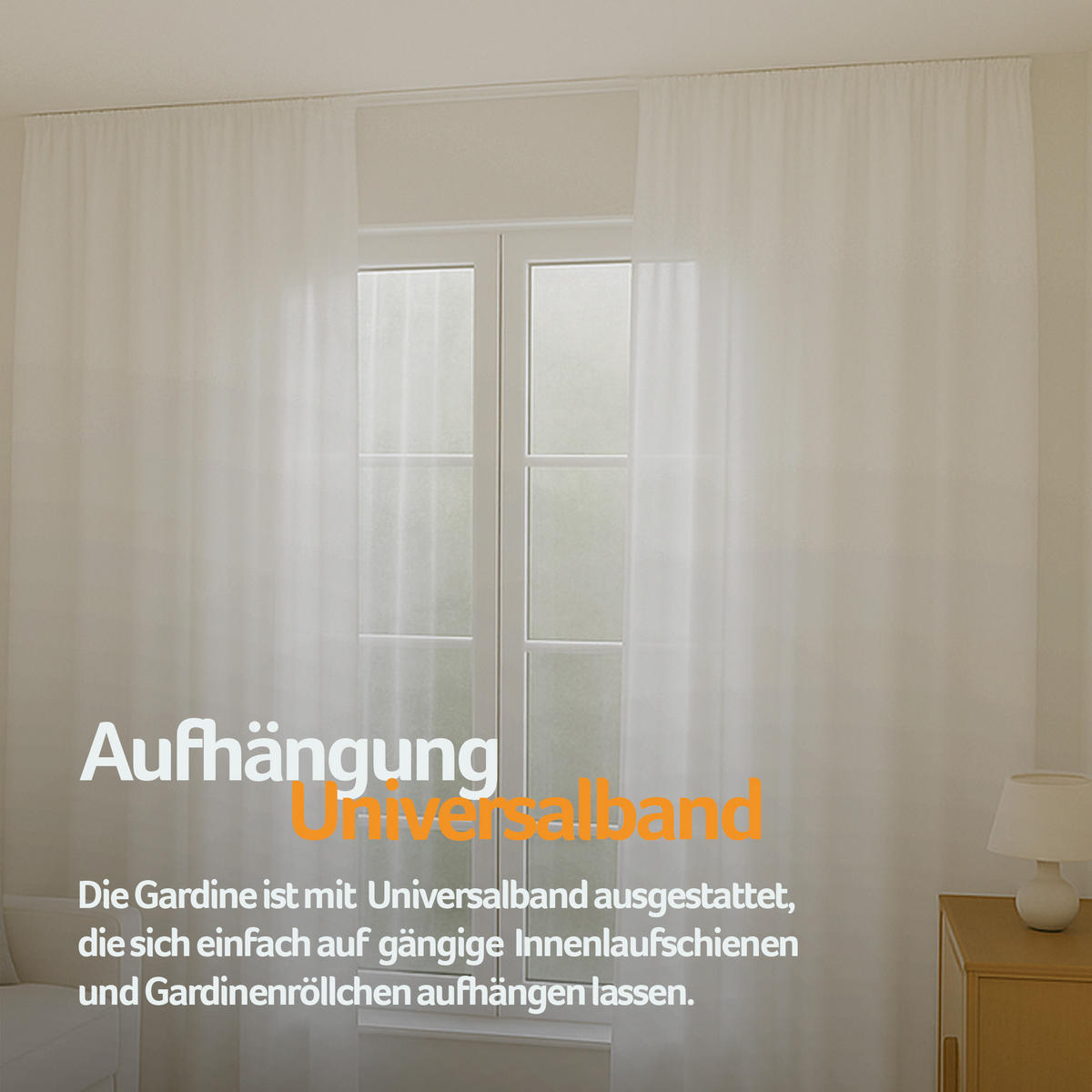 GARDINE Universalband "blickdicht" 2er Pack Weiß 140x145 cm - Weiß, Textil (140/145cm) - Bestlivings