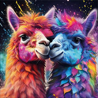 GLASBILD 50x50 cm Alpaka Pop Art - Weiß, Glas (50/50cm) - artissimo