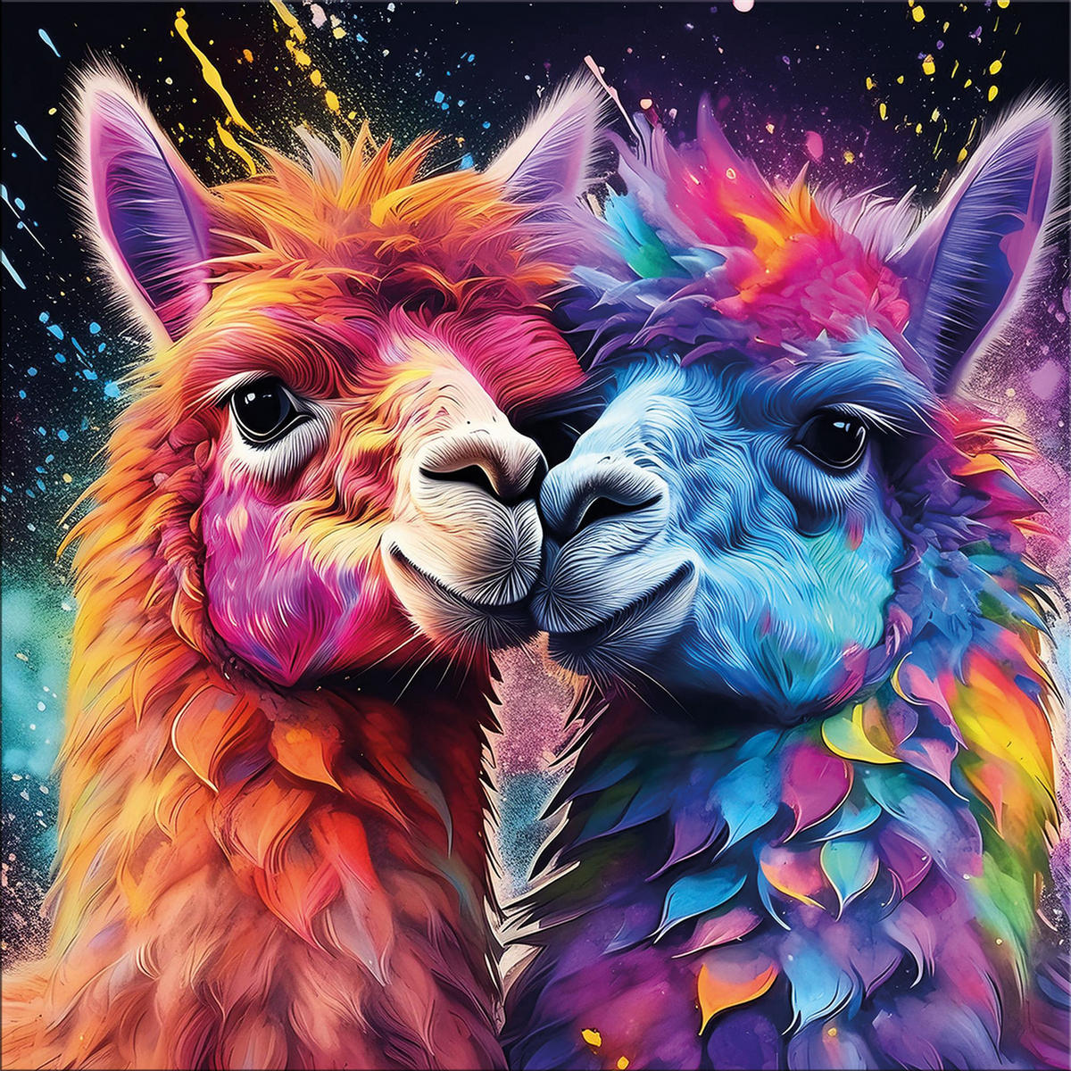 GLASBILD 50x50 cm Alpaka Pop Art - Weiß, Glas (50/50cm) - artissimo