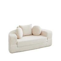 SCHLAFSOFA 4-in-1 halbrund/rund mit 3 Kissen, DE-42726, Beige - Beige, Textil (180/84/92cm) - ComfortXL