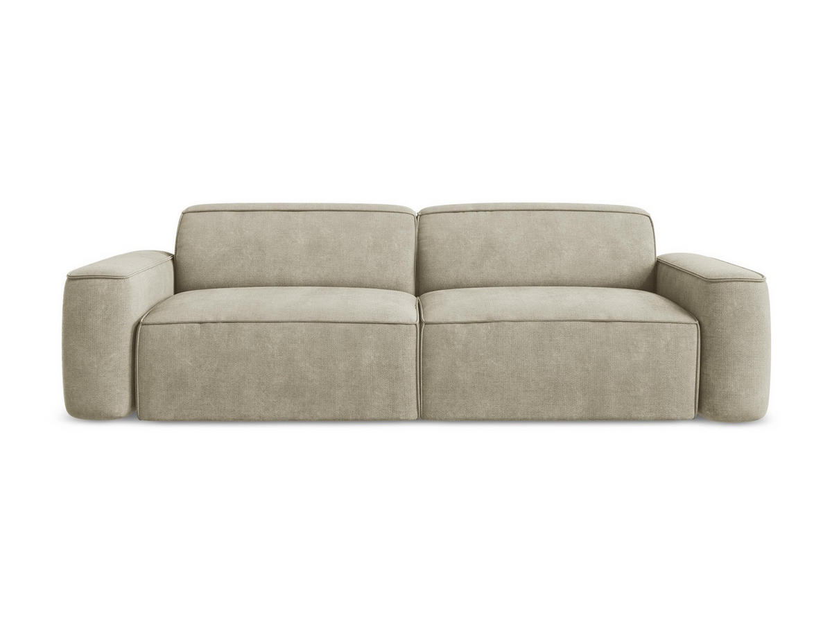 4-SITZER-SOFA Chenille Stoff Beige - Beige/Schwarz, Holzwerkstoff/Kunststoff (244/70/102cm) - LaMiaSofa