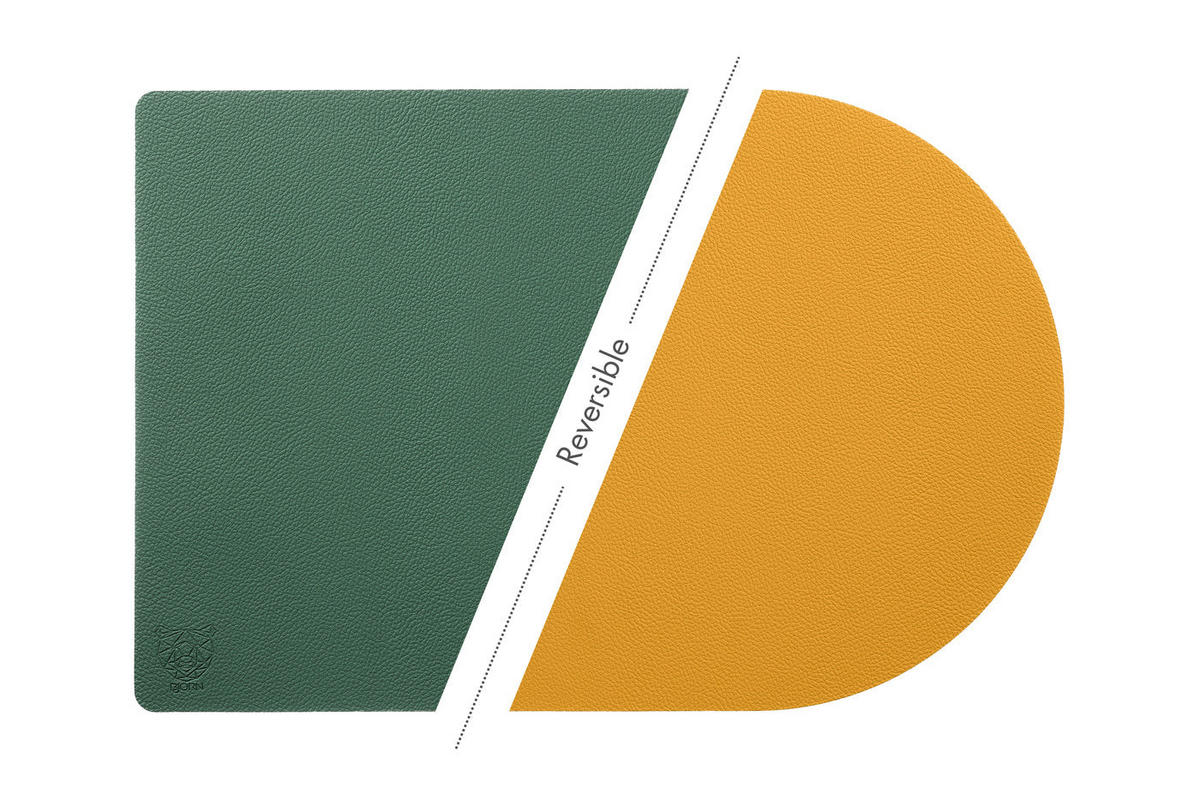 TISCHSET - 6er-Set - Recyceltes Leder in Senfgelb und Tannengrün - Gelb, Textil (30/44.5cm) - Björn