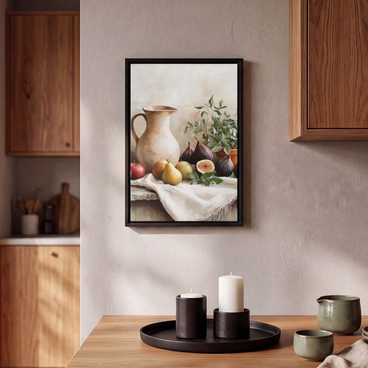 LEINWAND Bilder mit Rahmen - Obst - Kräuter - Ländlich - 20x30 - Naturfarben, Textil (20/30cm) - MuchoWow