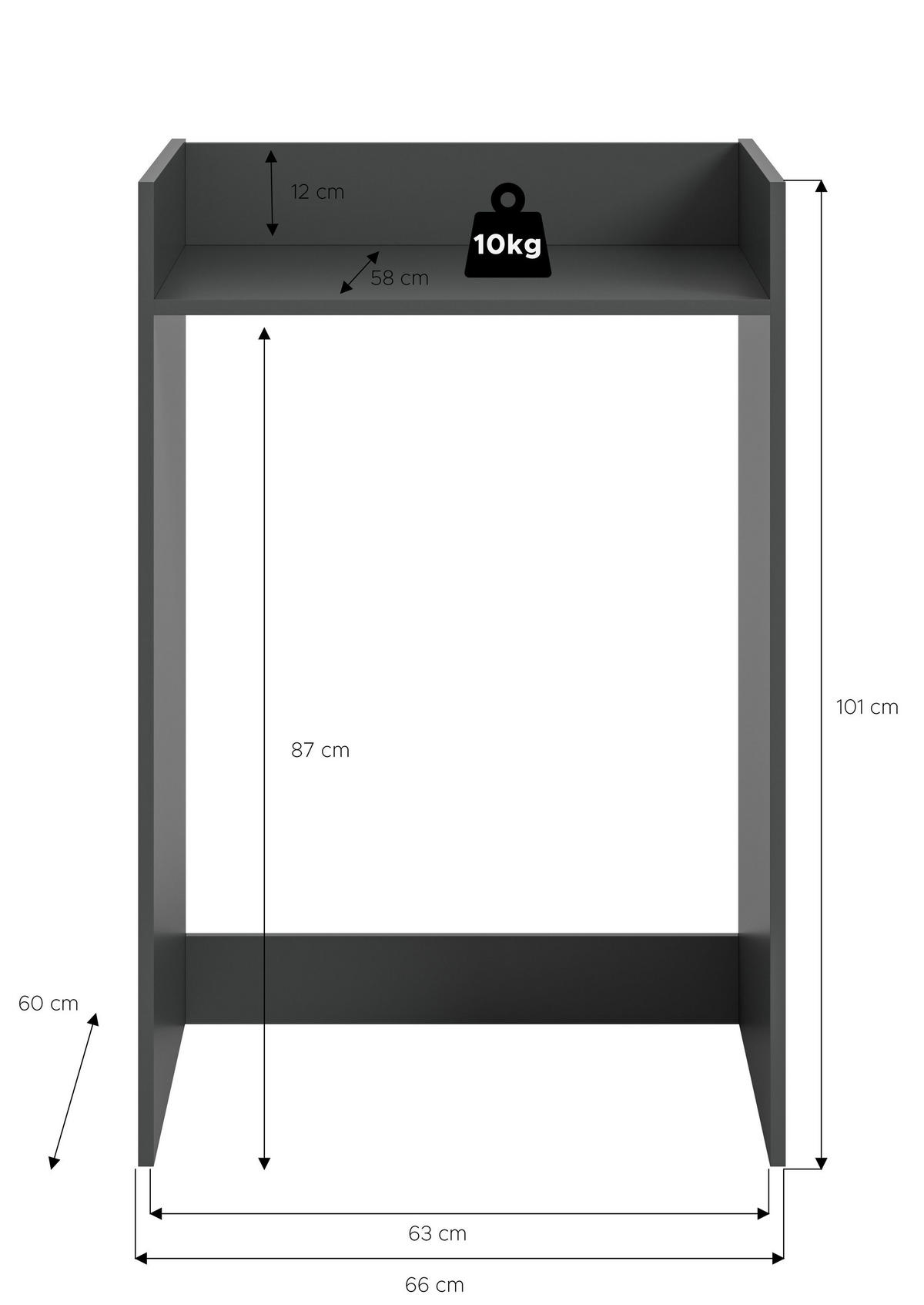 WASCHMASCHIENENUMBAU Mixx (B/H/T: ca. 66/101/60 cm) in anthrazit/anthrazit - Anthrazit, Holzwerkstoff (66/101/60cm)
