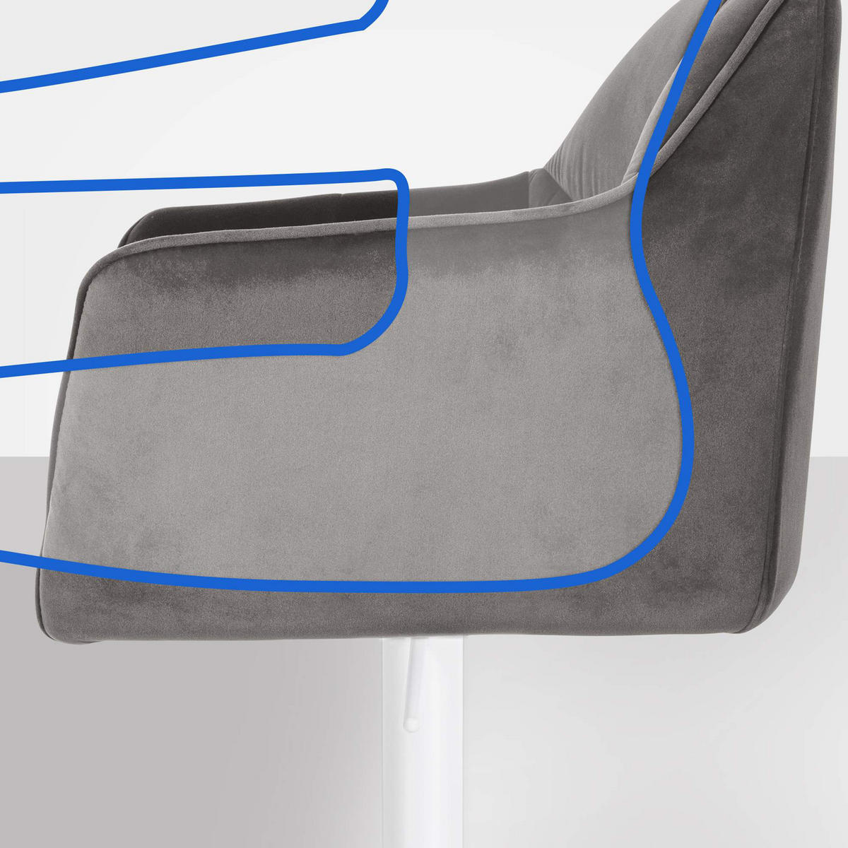 BARHOCKER Damaskus W Samt grau - Weiß/Grau, Textil/Metall (64/110/48cm) - TPFLiving