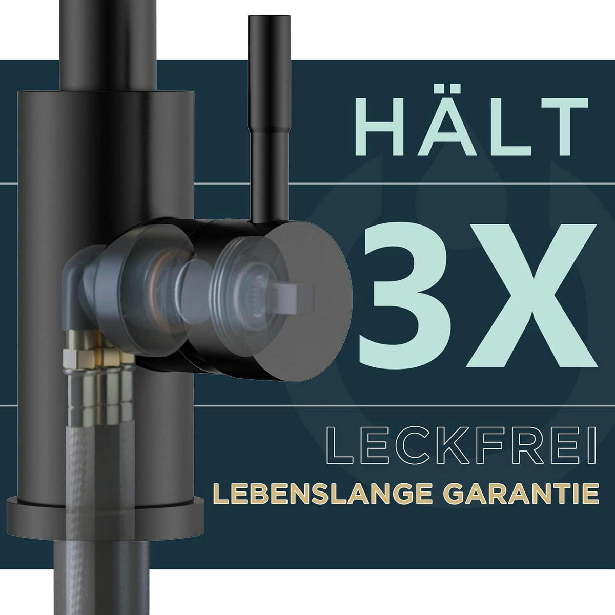 KÜCHENARMATUR mit hohem Bogen Schwarz 360° schwenkbar - Schwarz, Metall (5/42.5/25cm)