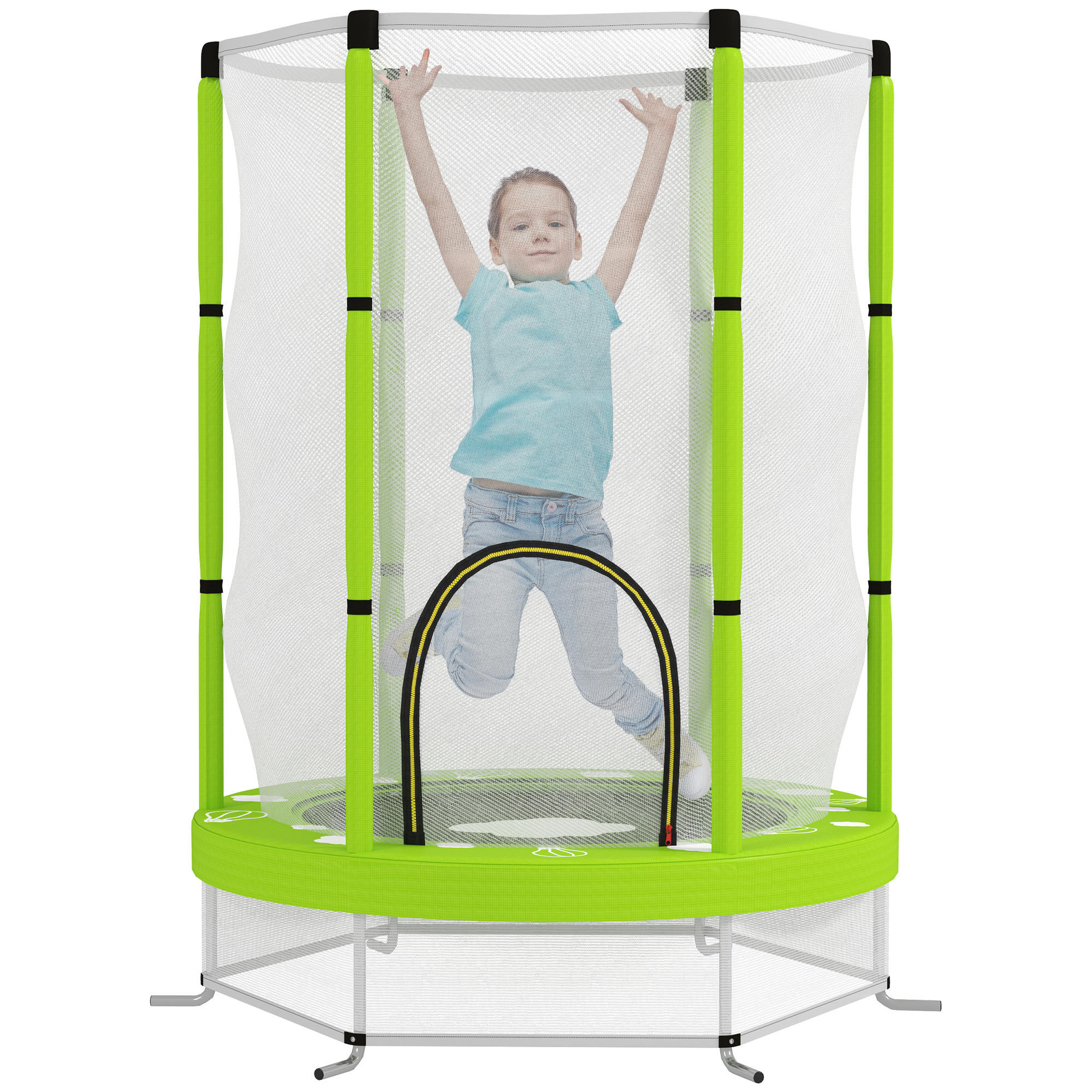 KINDER TRAMPOLIN, Grün, Stahl, Kunststoff - Grün, Metall (140/140cm) - AIYAPLAY