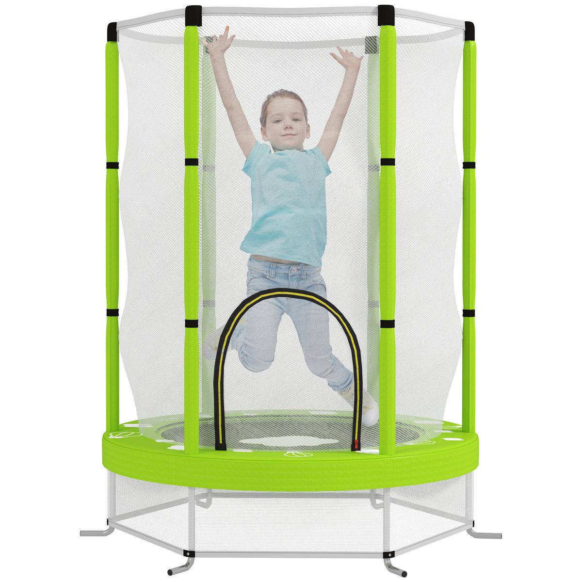 KINDER TRAMPOLIN, Grün, Stahl, Kunststoff - Grün, Metall (140/140cm) - AIYAPLAY