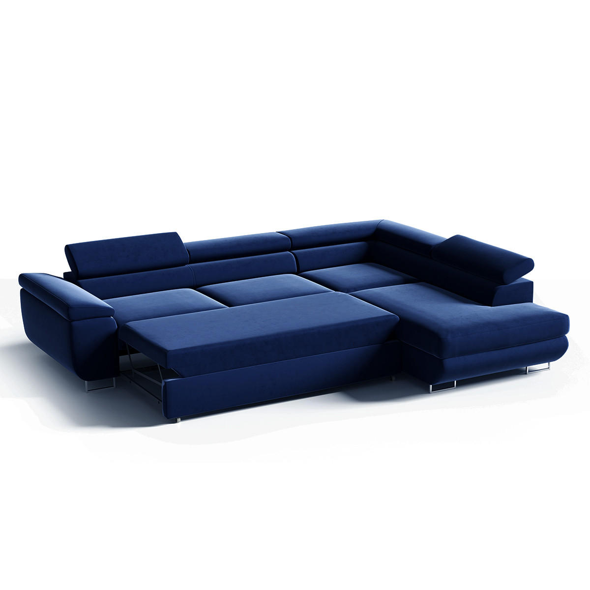ECKSOFA Lyam 4 Sitzplätze Marineblau - Blau, Holzwerkstoff (271/201cm) - Petits-meubles