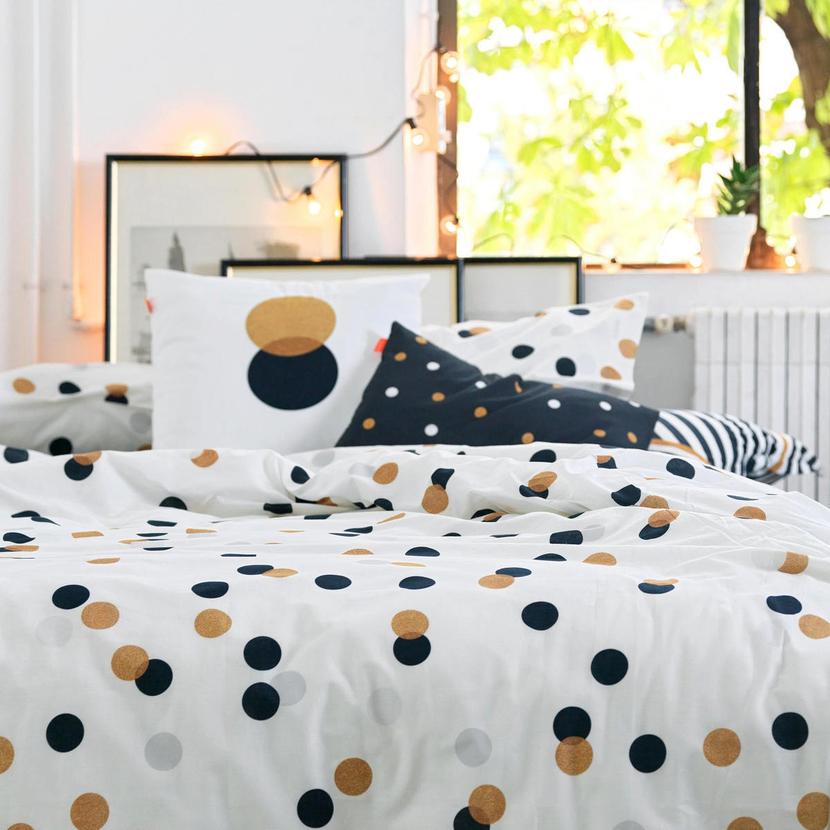 BETTBEZUG golden dots 220x220 cm (komfortgrösse) mehrfarbig - Multicolor, Textil (220/220cm) - Happy Friday
