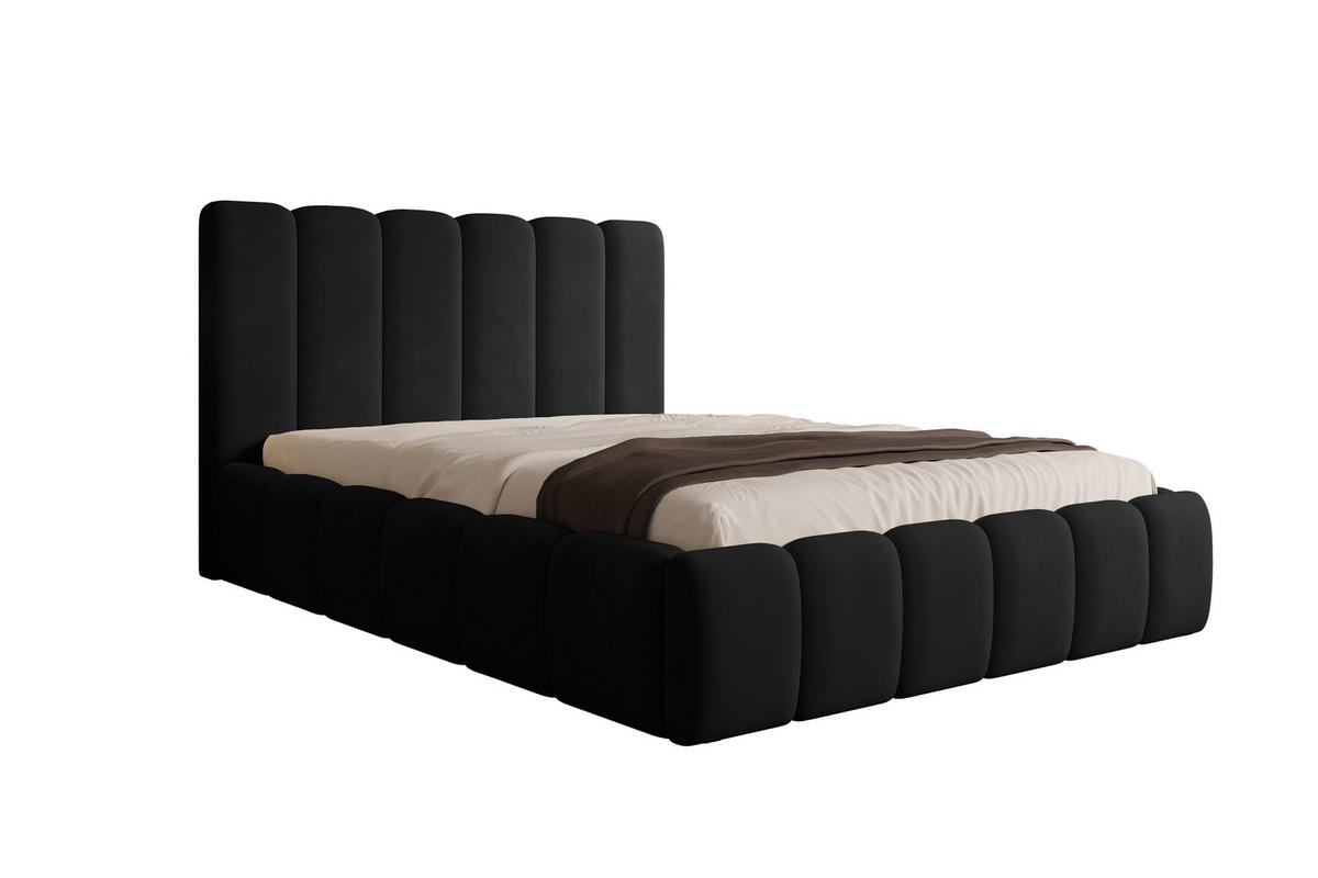 POLSTERBETT Vilo 180x200 mit Bettkasten und Stabilem Metallgestell - Schwarz, Textil (180/200cm) - Storez24