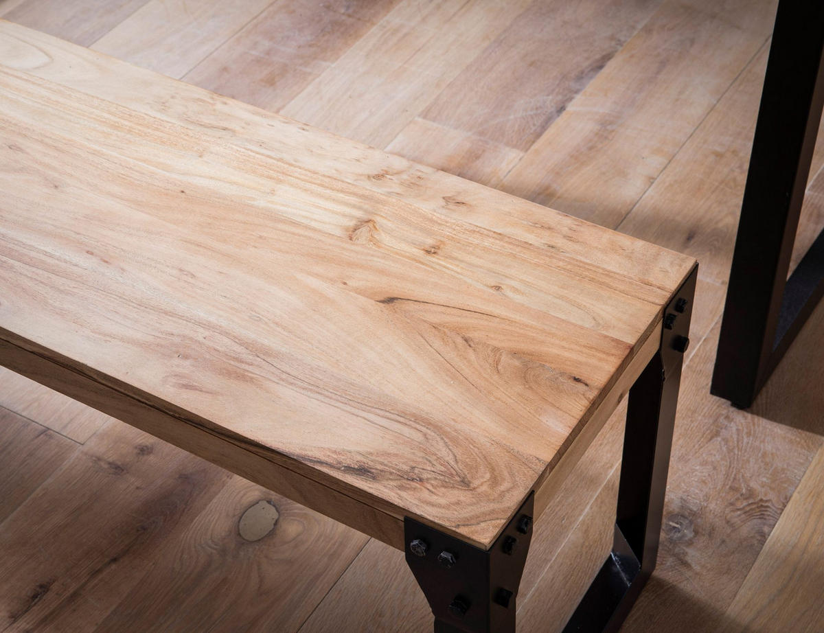 ESSZIMMERBANK Massivholz Metall ohne Lehne, Akazie 120x40x45 cm - Schwarz/Braun, Holz/Metall (120/45/40cm) - KADIMA DESIGN