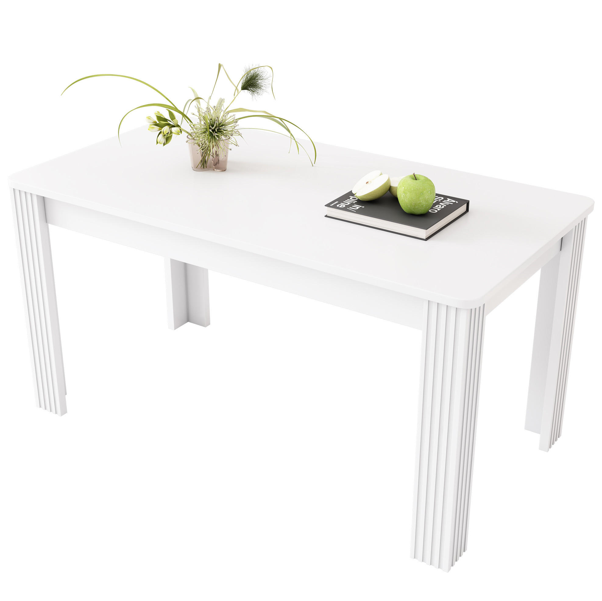 ESSTISCH in Weiß mit 4 stabilen Beinen und pflegeleichter Tischplatte,116/65/75 cm - Weiß, Holzwerkstoff (116/65/75cm) - Flora Grace