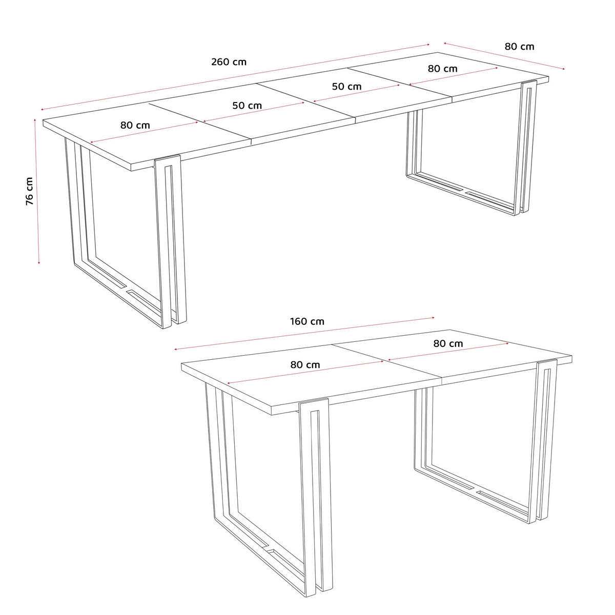 TISCH ausziehbar aus MDF, Weiß - Weiß, Holzwerkstoff (160/80/76cm) - Idohome
