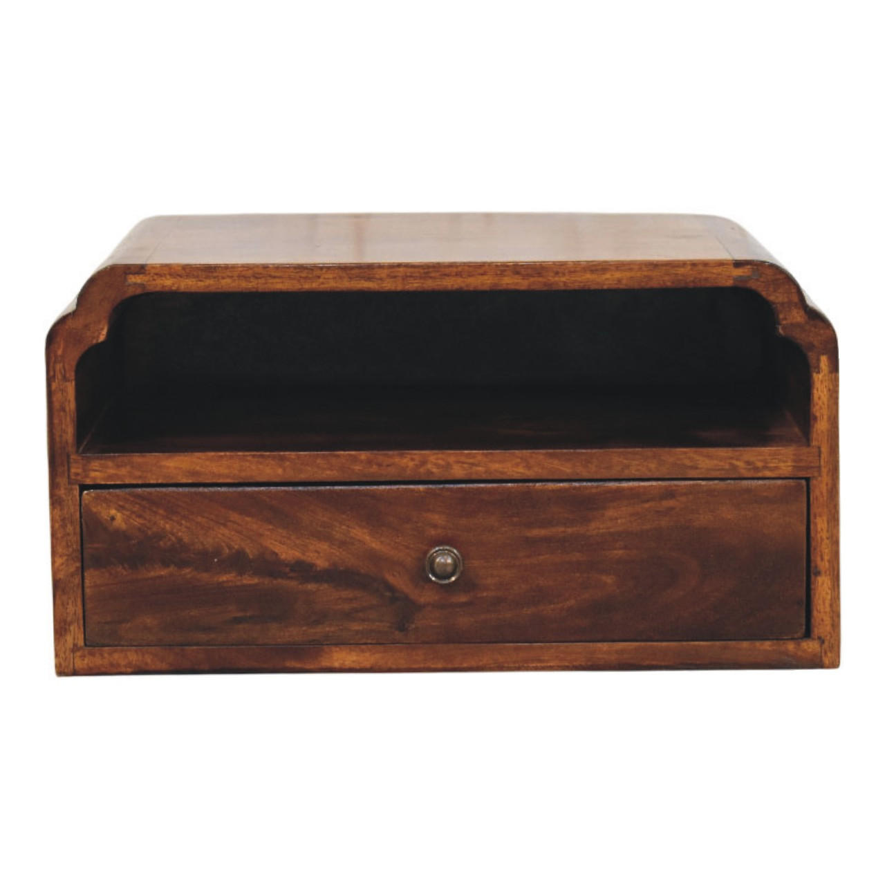 Artisan Furniture NOČNÝ stolík s elegantnou kostanovou povrchovou úpravou, 1 zásuvka, 1 otvorená polica, hnedý