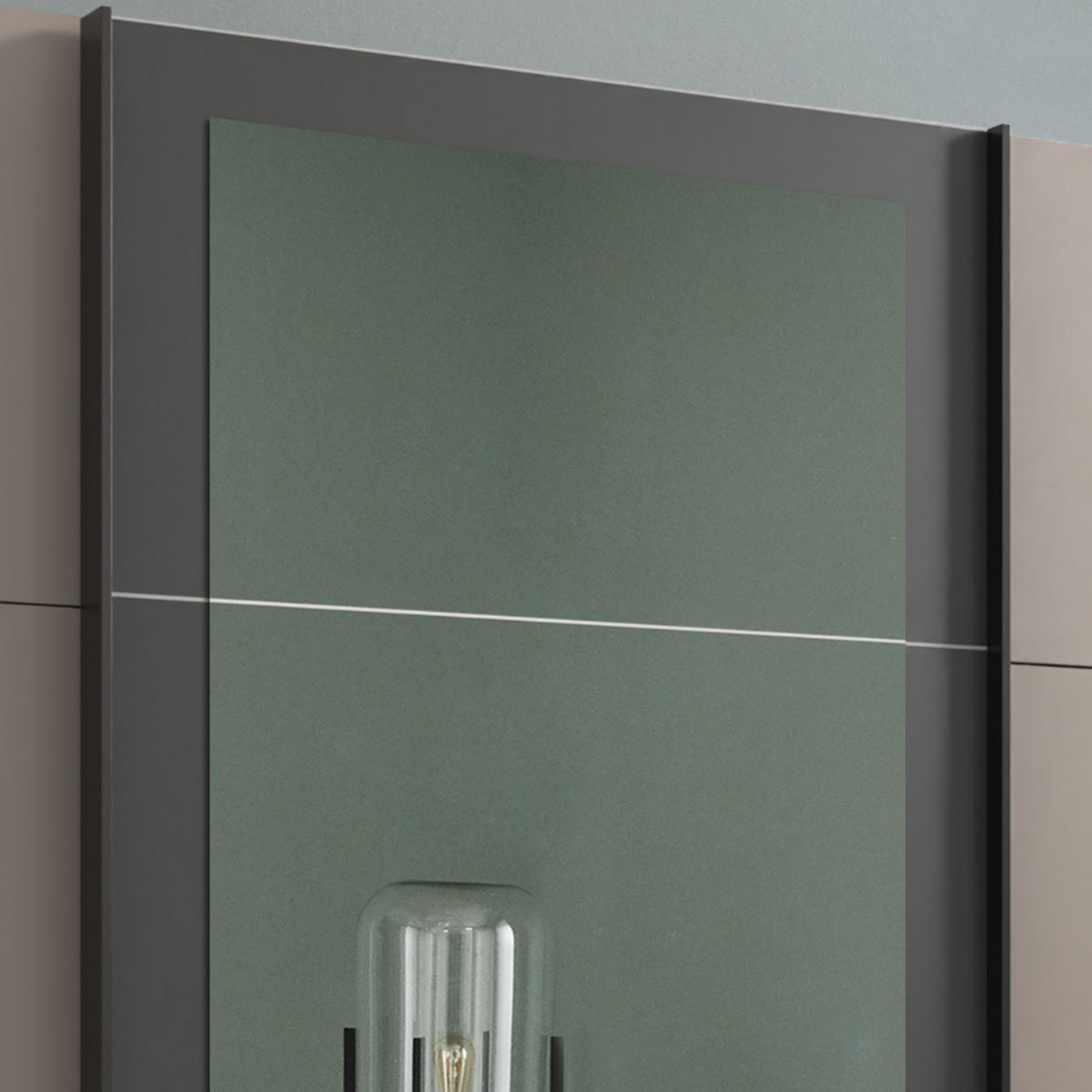 SCHWEBETÜRENSCHRANK 3-türig mit Spiegel, Schubladen, Vollausstattung in Sand Grau mit Absetzungen in Grafit, B270/H208/64 cm / 22507 - Sandfarben/Schwarz, Holzwerkstoff/Metall (270/208/64cm) - luma-home