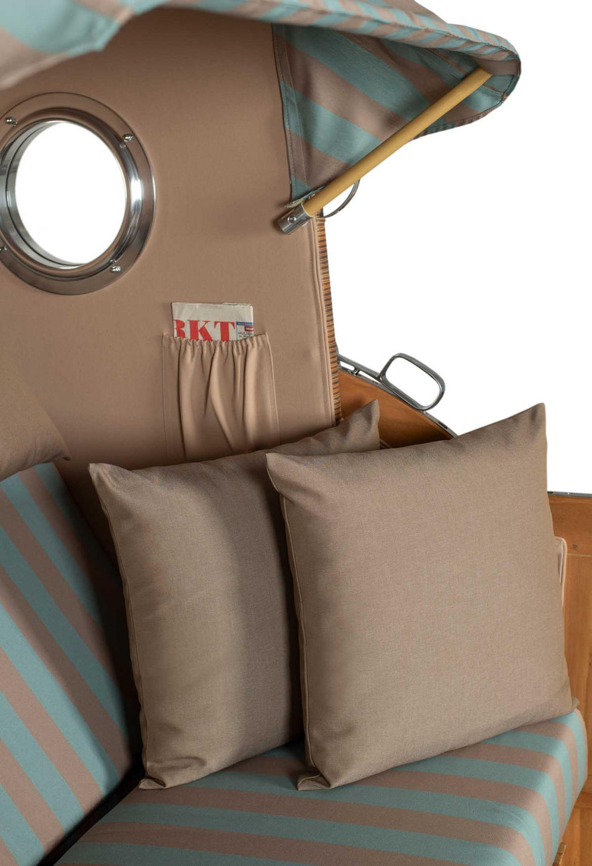 STRANDKORB XXL Düne Grande Teak Banana - Blaugrau/Braun, Metall (142/170/95cm) - Mr. Deko