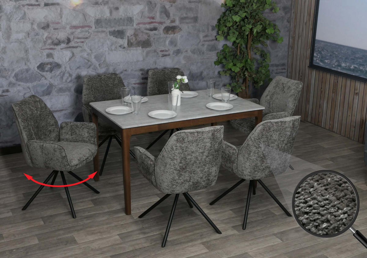 ESSZIMMERSTUHL Anthrazit, Schwarz 6er-Set - Anthrazit/Schwarz, Textil (60/86/60cm) - MCW
