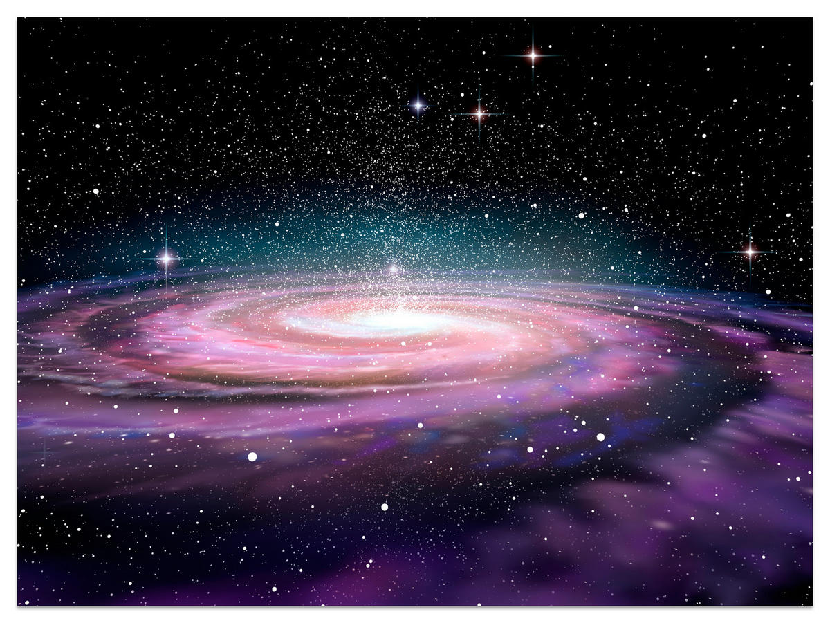 FOTOTAPETE für Jugendzimmer Spirale Sterne Galaxie Kosmos 400x280 - Violett/Schwarz, Papier (400/280cm) - Muralo
