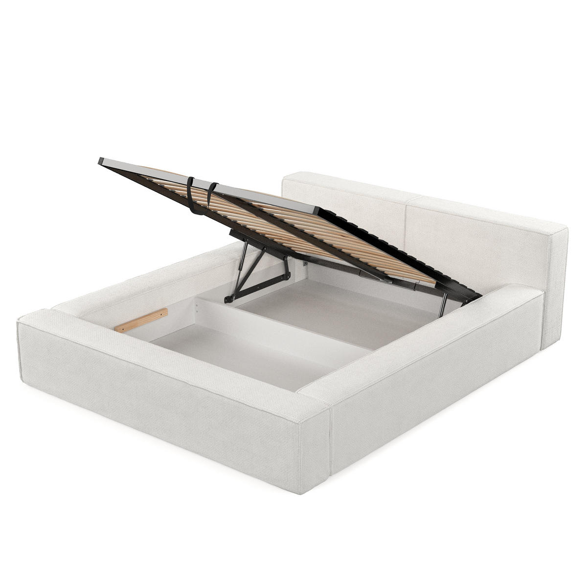 POLSTERBETT Casto mit Stauraum 160/200 cm Weiß im Bonita Stoff - Schwarz/Naturfarben, Holz/Holzwerkstoff (160/200cm) - AltaBeds