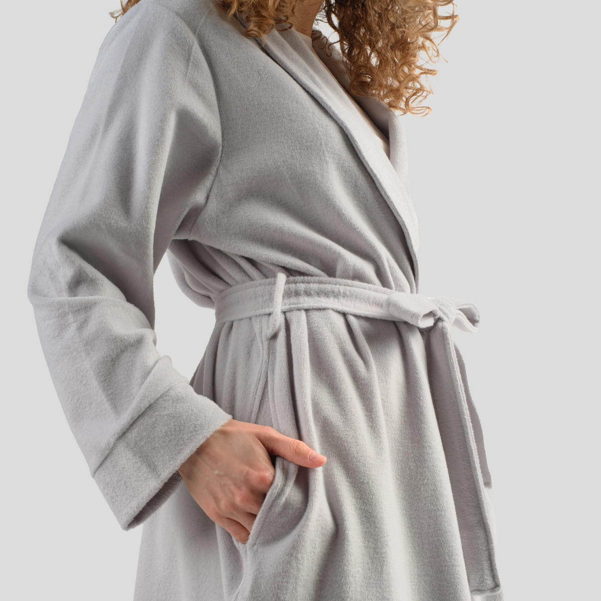 BADEMANTEL MIT BAUMWOLLE Polina - Hellgrau, Textil (Einheitsgrößenull) - home&you