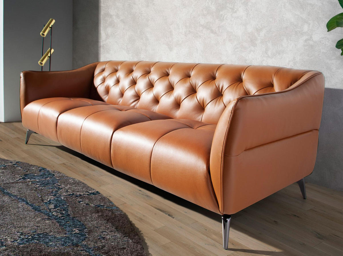 CHESTERFIELD-SOFA Chester 3-Sitzer Sofa aus braunem Leder 240/95/77 cm - Dunkelgrau/Braun, Leder (240/77/95cm) - ANGEL CERDA