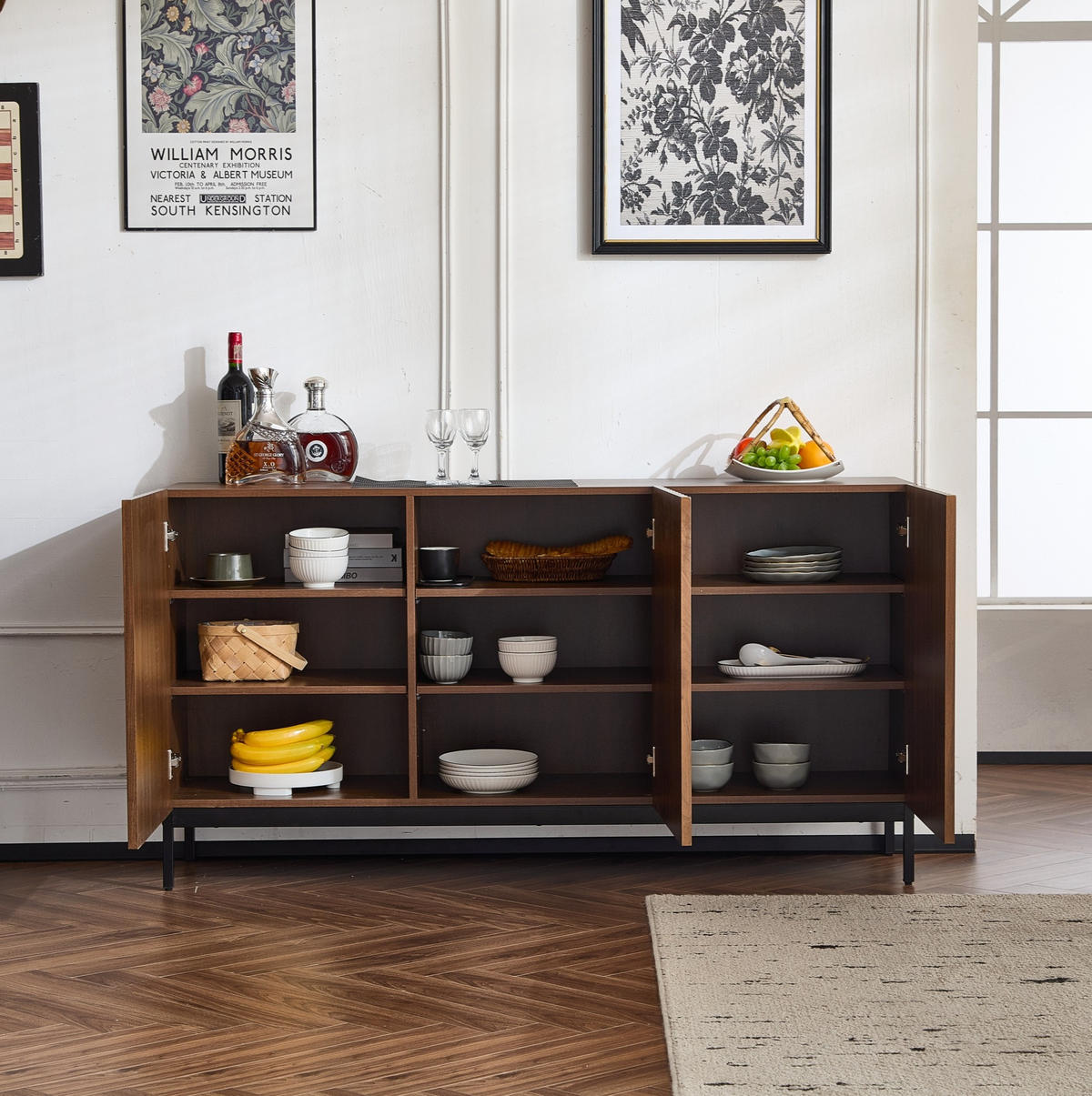 SIDEBOARD mit wellenförmigem 3D-Design, MDF/PB, 150/40/80 cm, Dunkelbraun - Dunkelbraun, Holzwerkstoff (150/80/40cm) - Redom