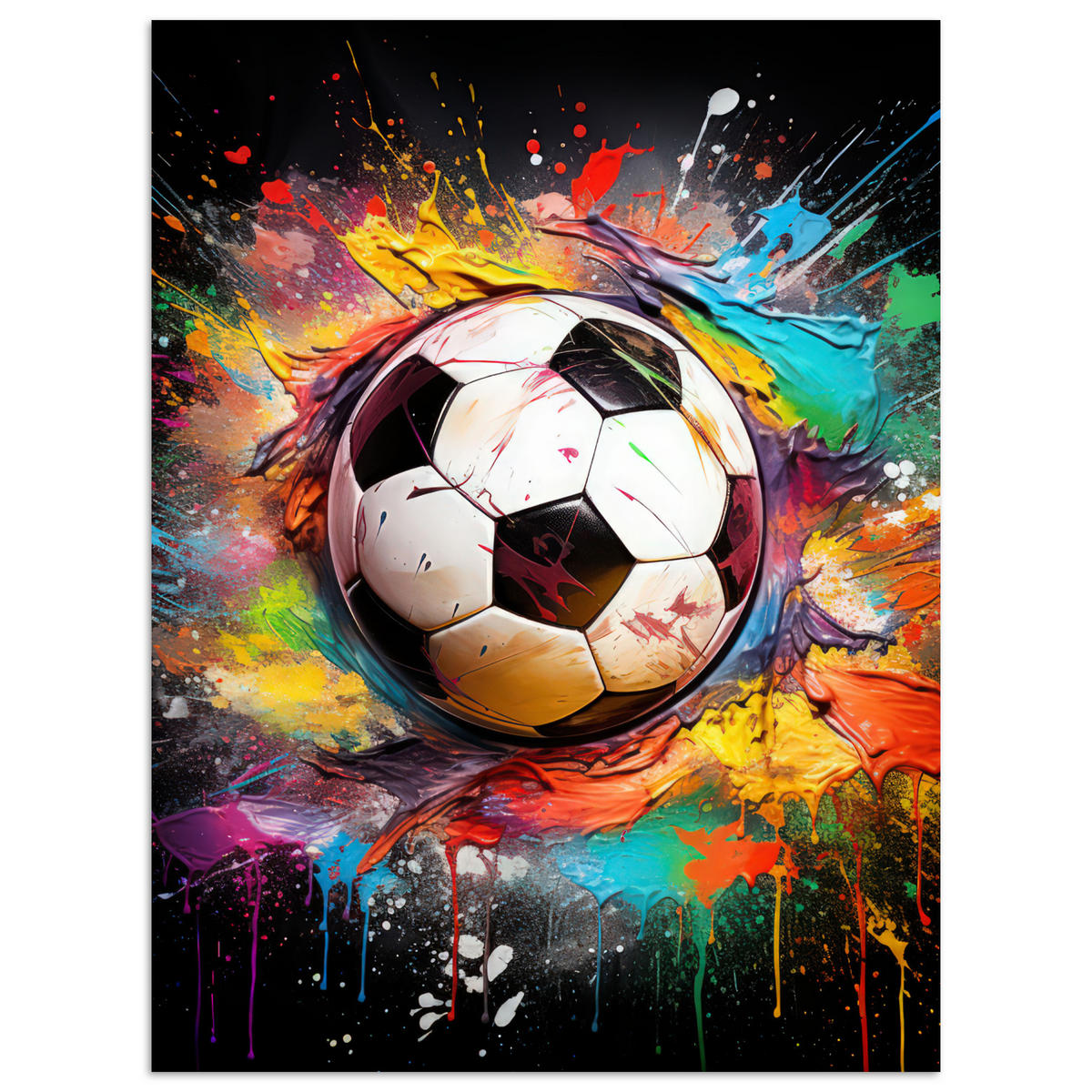 POSTER Fußball - Farbe - Farben - Schwarz - Weiß 60x80 cm - Weiß, Papier (60/80/0.1cm) - MuchoWow