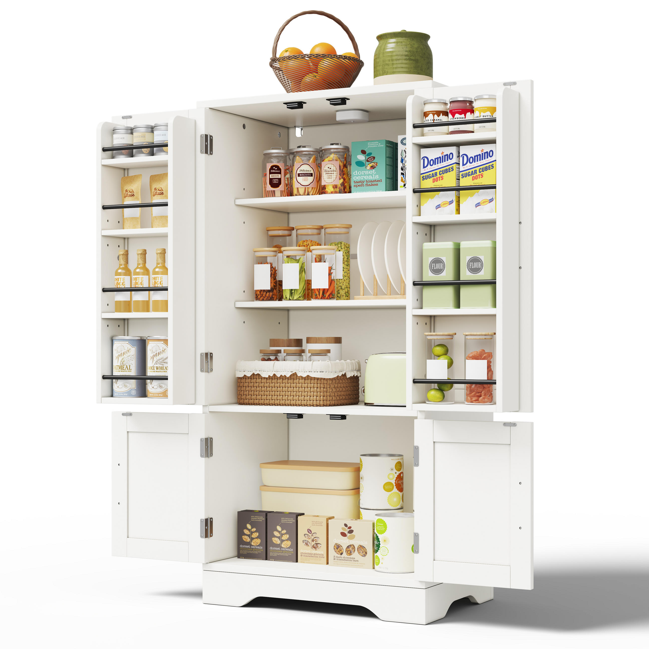 HOCHSCHRANK 4-türig mit LED-Sensorlicht, 3D-Wellenmuster aus MDF, 120/60/40 cm, Weiß - Weiß, Holzwerkstoff (60/120/40cm) - Redom