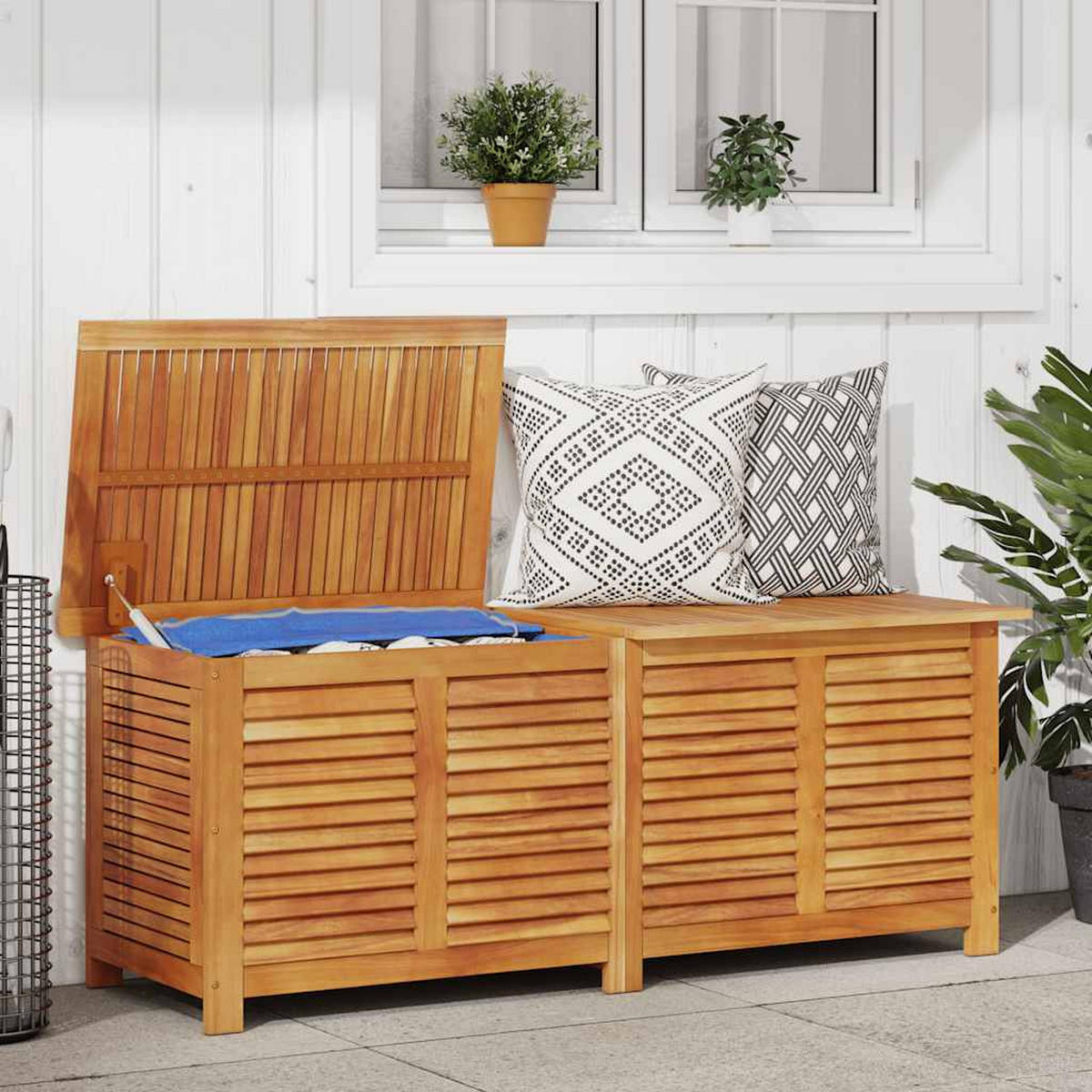 GARTENBOX mit Lüftungsschlitzen 150x50x56 cm Massivholz Akazie - Braun, Holz (50/56/150cm) - furnicato