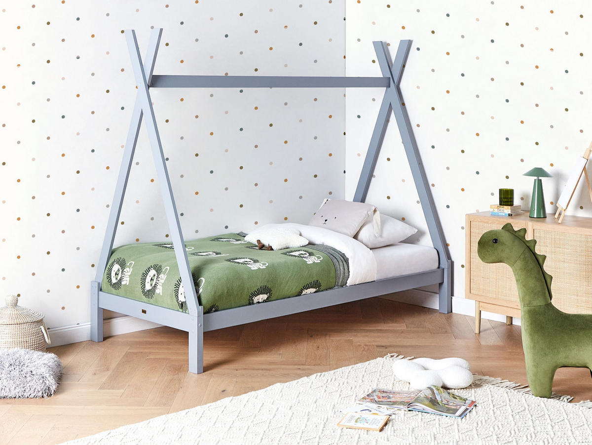 KINDERBETT 90x200 cm Grau Devay - Grau, Holz (90/200cm) - Beliani