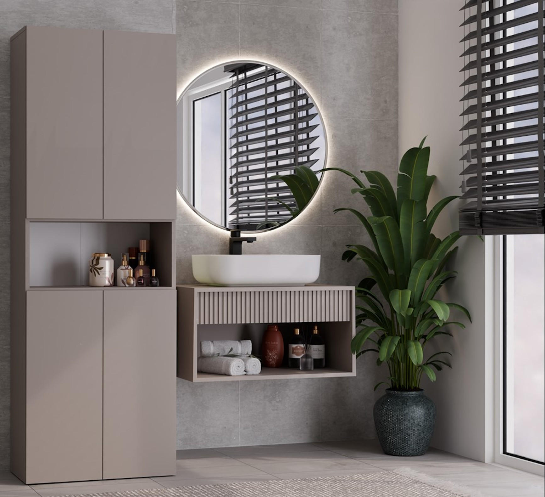 BADEZIMMERSCHRANK: Ton, mit Wäschekorb, 60 x 174 x 30 cm - Grau, Holzwerkstoff (60/174/30cm) - 3XE LIVING