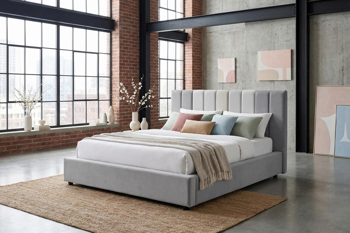 POLSTERBETT CATTURA Grau Velvet - Grau, Textil (160/200cm) - KAWOLA