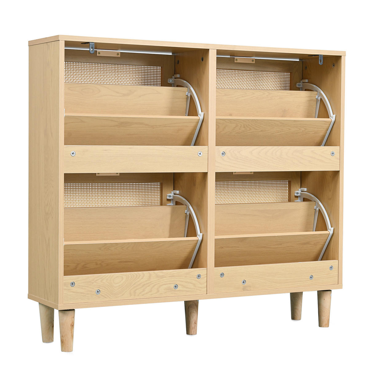 SCHUHSCHRANK aus Spanplatte 100x25x90cm in Eichefarben mit 4 Klappschubladen - Eichefarben, Holzwerkstoff (100/90/25cm) - Modfu