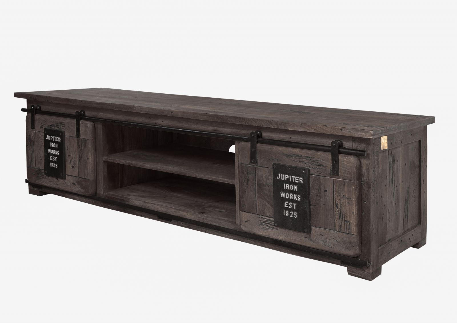 TV-BOARD Mango 180x55x50 grau lackiert RAILWAY #235 - Grau, Holz (180/50/55cm) - Massivmoebel24