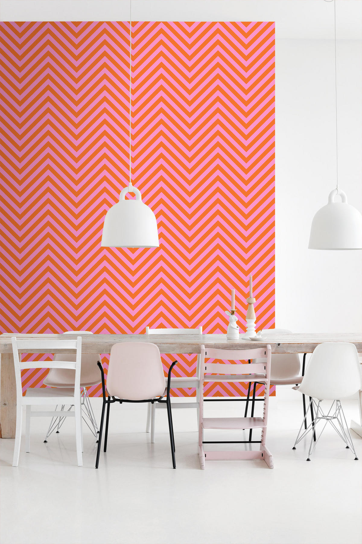 TAPETE Zickzackmuster 50 x 900 cm - Pink, Papier (50/900cm) - ESTAhome