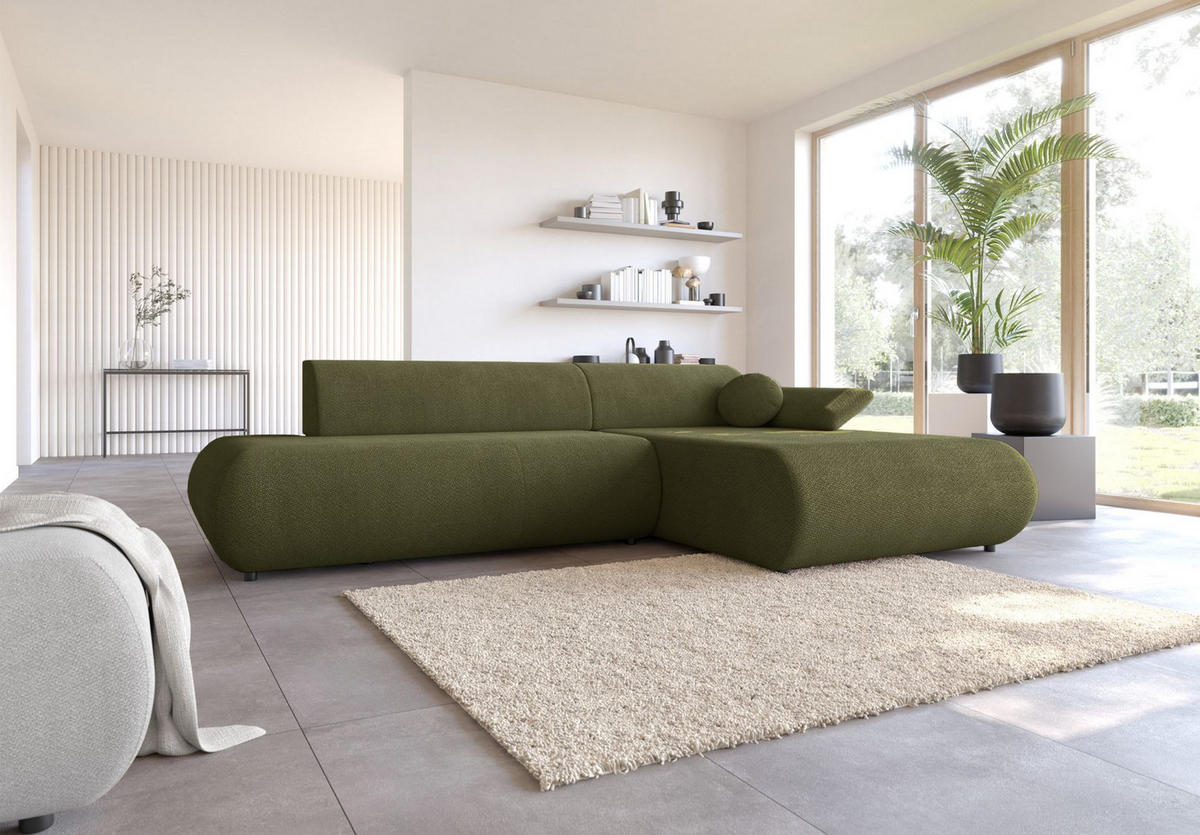 ECKSOFA Armone Olivgrün Chenille - Schwarz/Olivgrün, Kunststoff/Textil (173.5/286cm) - Selsey