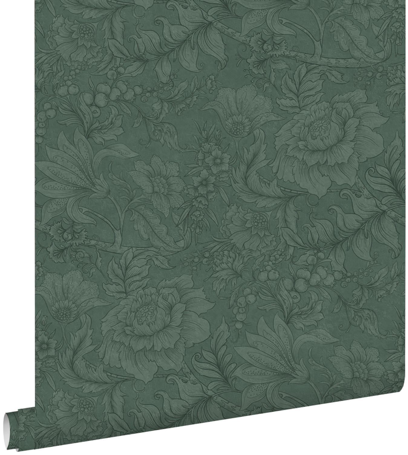 TAPETE Blumenmuster 53 cm x 10.05 m - Grün, Papier (53/1000cm) - ESTAhome