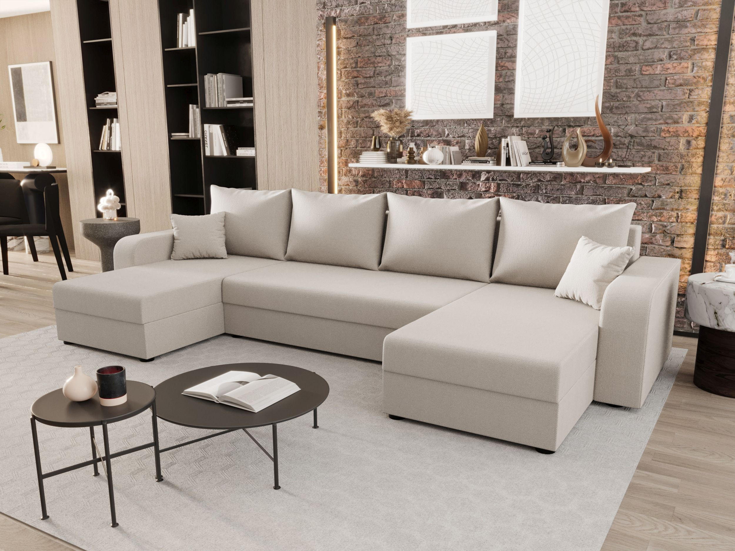 WOHNLANDSCHAFT HEWLET U BIS Cosmic 10 mit Schlaffunktion - Beige, Textil (305/90/140cm) - Bedante