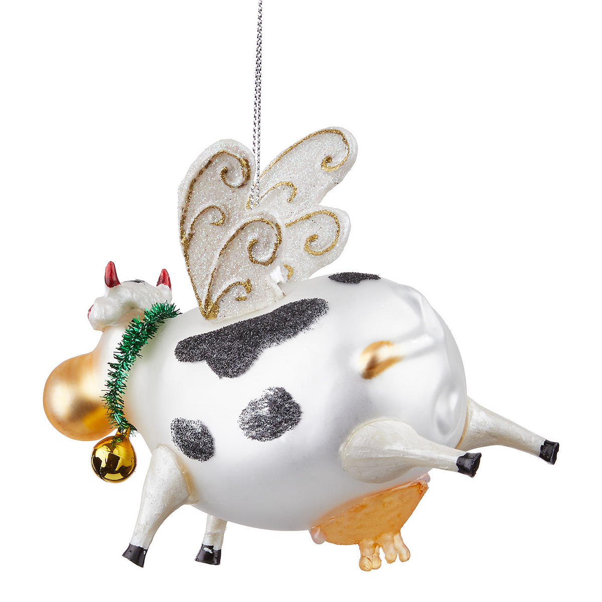 BAUMANHÄNGER Hang On Fliegende Kuh - Weiß, Glas (12/10/6cm) - Butlers