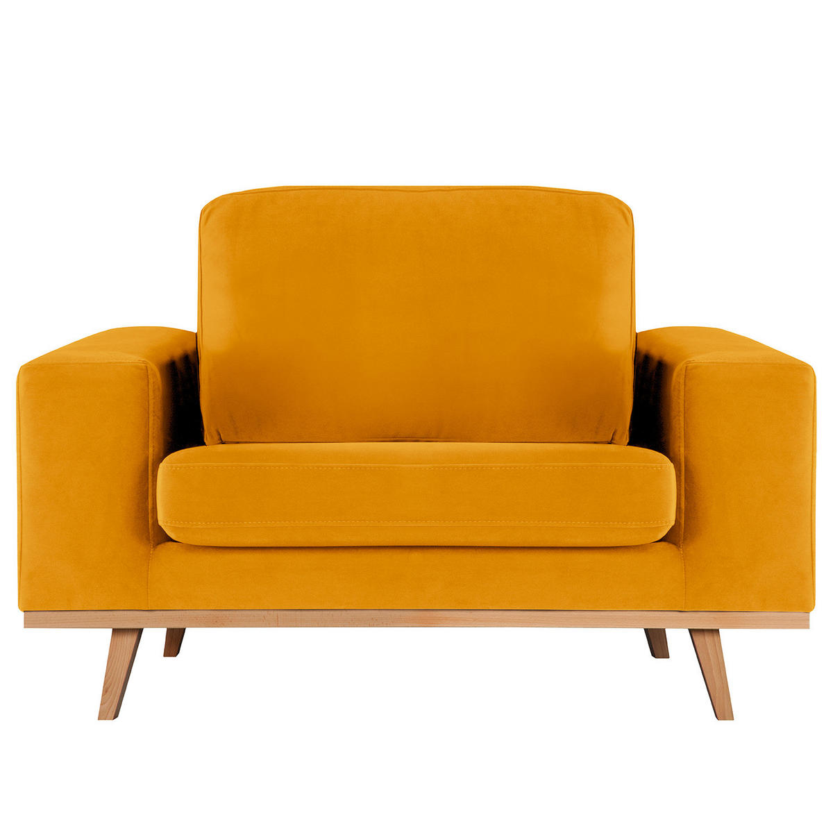 SESSEL - Gelb/Buchefarben, Textil (122/81/88cm) - home24