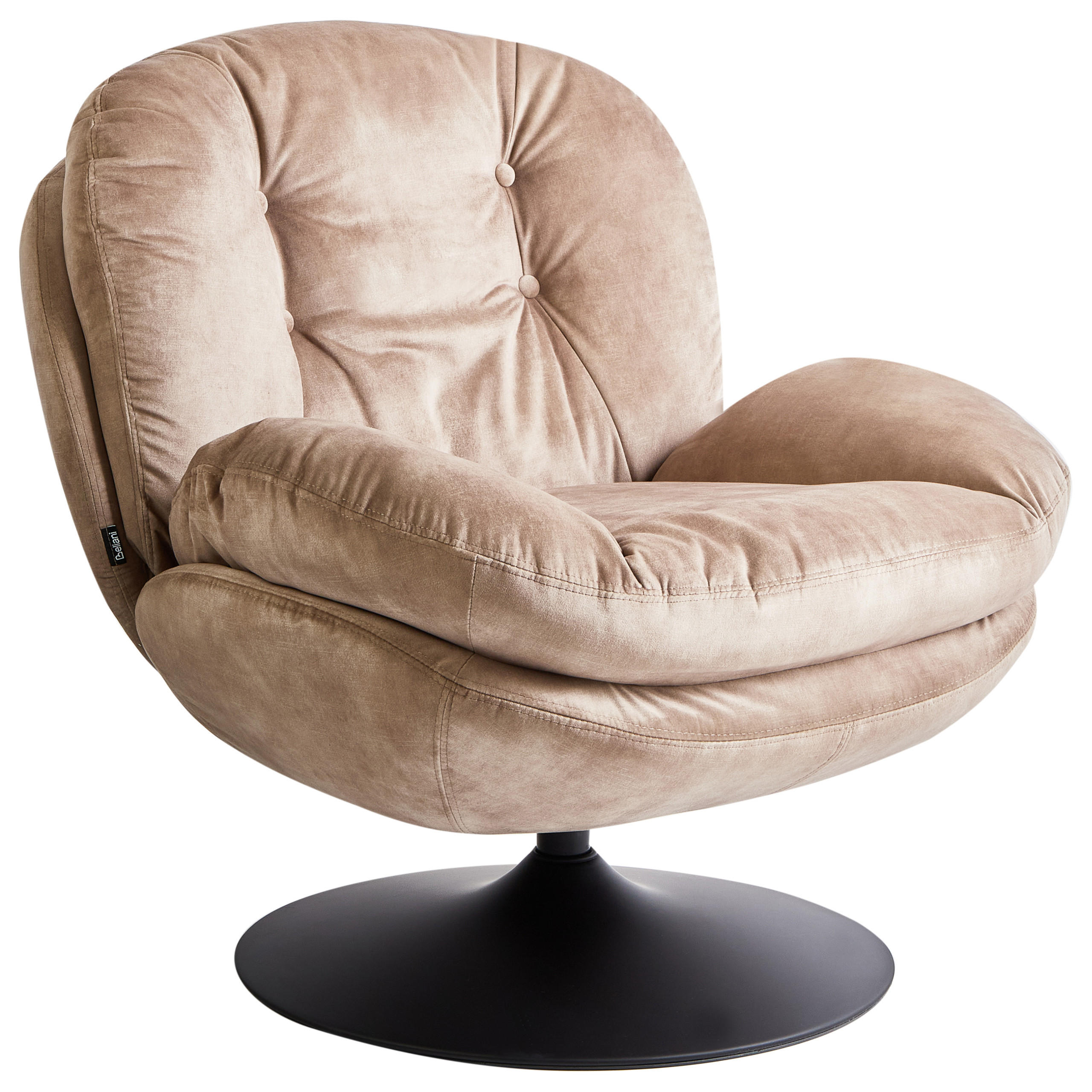 DREHSESSEL Beige Nolvik - Sandfarben/Schwarz, Textil (82/82/85cm) - Beliani