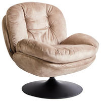 DREHSESSEL Beige Nolvik - Sandfarben/Schwarz, Textil (82/82/85cm) - Beliani