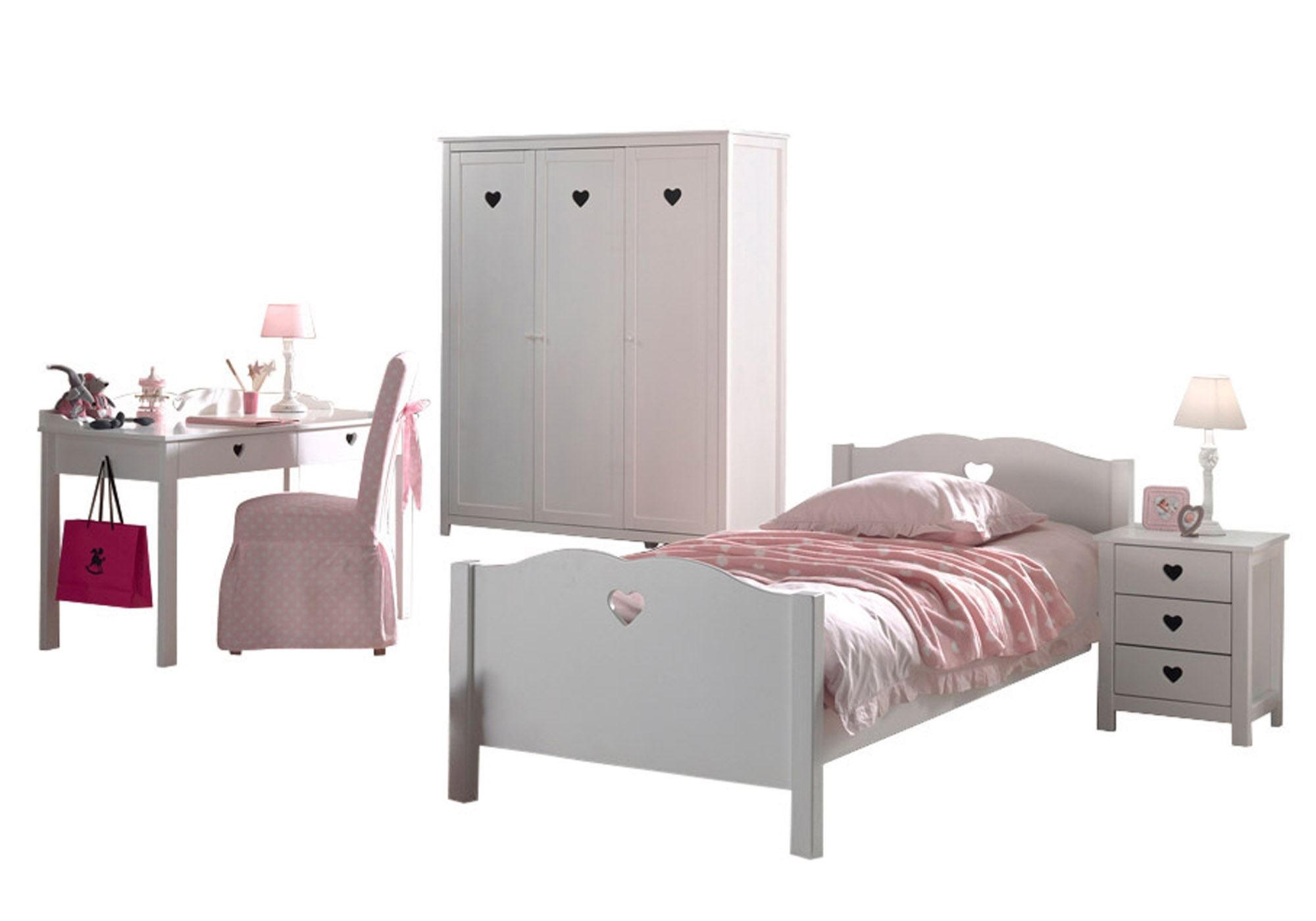 KINDERZIMMER Kamila 10 weiß aus MDF mit Bett, Schrank und Nachtkonsole - Weiß, Holzwerkstoff (390/1/190cm) - 58aufmkessel