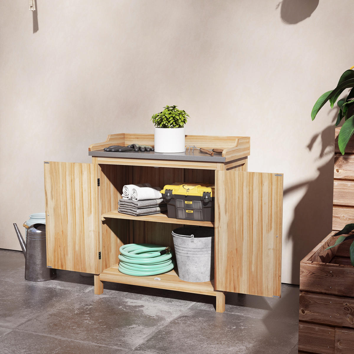 PFLANZTISCH DE-18938 Naturholz - Naturfarben, Holzwerkstoff (83/40/92cm) - ComfortXL