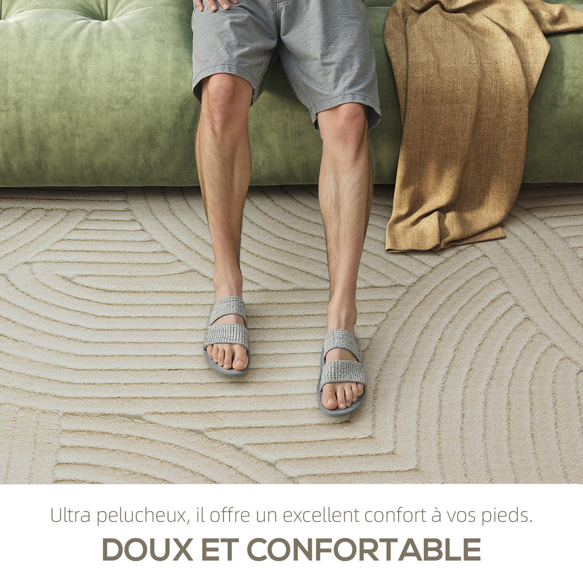 TEPPICH DE-14314 geometrisches Hoch-Tief-Muster Creme - Weiß, Textil (160/230cm) - ComfortXL