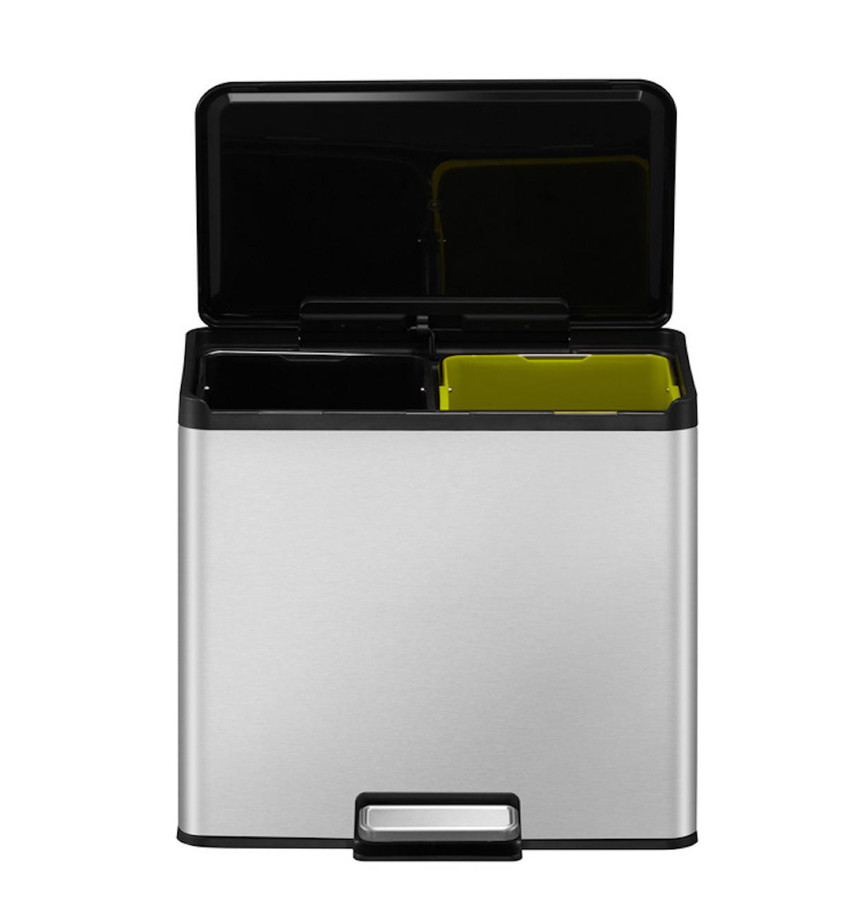MÜLLEIMER Mit Soft Close & Stay Open Deckel 30 Liter Edelstahl Silber - Silberfarben, Metall (46.2/41.1/38.8cm) - PROREGAL