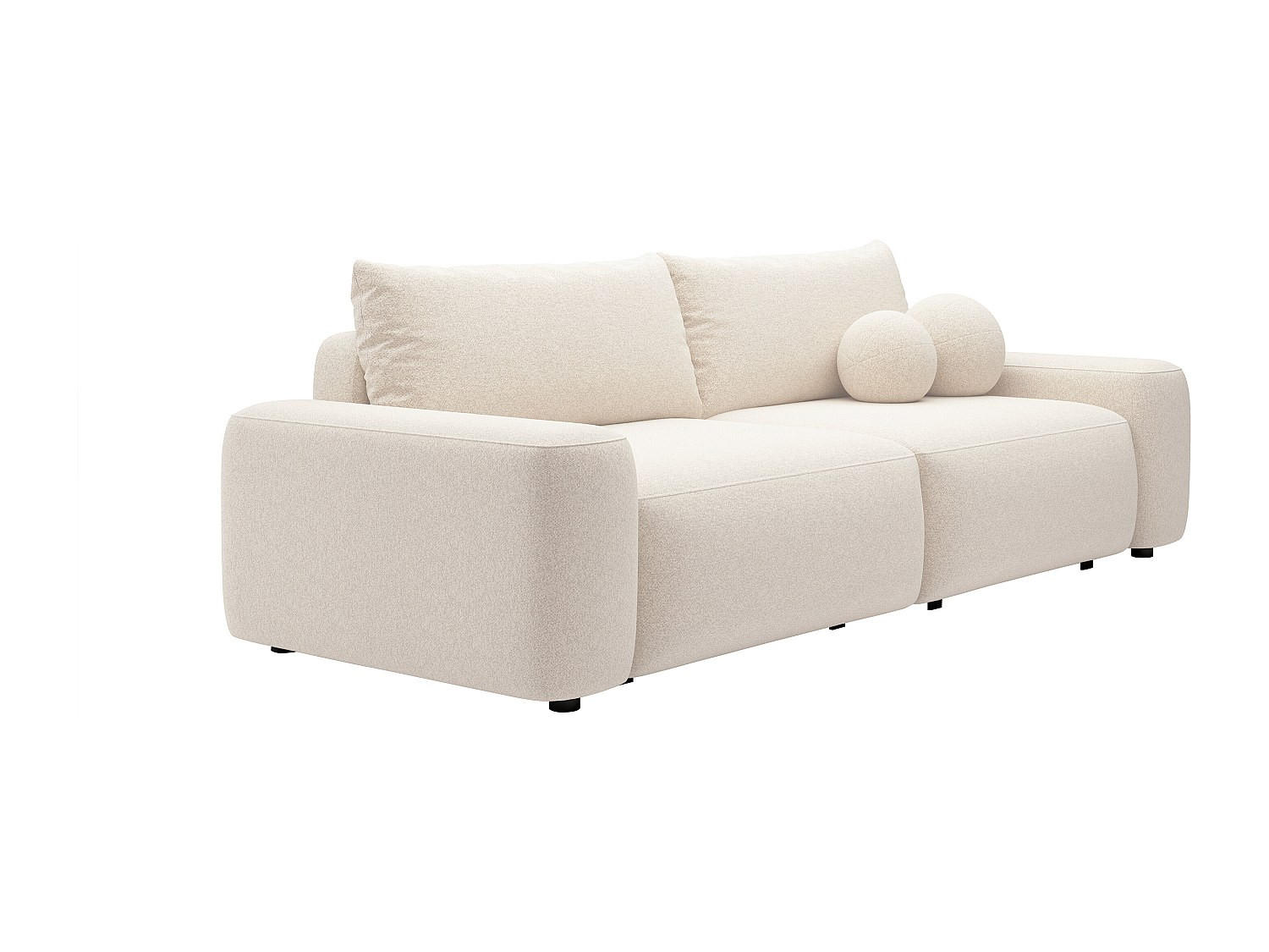 SOFA mit Schlaffunktion 4-Sitzer - melierter Stoff - Cremefarben - DAVISO - Creme, Textil (257/87/105cm) - Vente-Unique